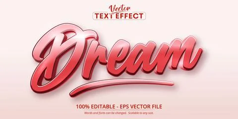 Dream text, cartoon style editable text effect Stock Illustration
