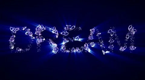 Dream - text of diamonds with blue light rays Stockillustratie
