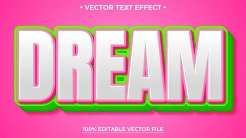 Dream Text Effect, Editable 3D Bold Text Style Illustration