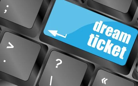 Dream ticket button on computer keyboard key Stock Illustration