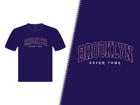 Dream Town Brooklyn Vector Blue T Shirt Design 스톡 일러스트
