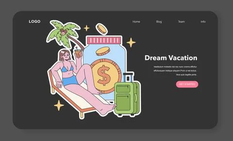 Dream Vacation concept. Flat vector illustration. Stock Illustration
