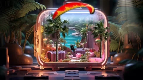 Dream Vacation Suitcase Stock Footage 245200840