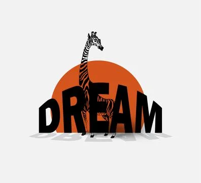 Dream vector design with giraffe illustration for t shirt, hoodie 스톡 일러스트
