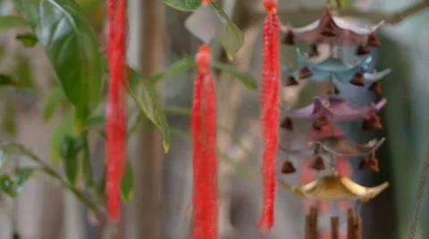 Dreamcatcher and Chimes Rack Focus Stock Footage 933774