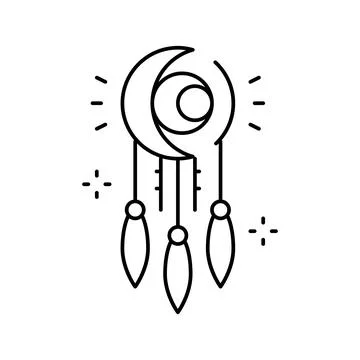 Dreamcatcher boho line icon vector illustration Illustrazione stock