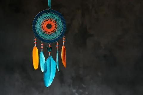 Dreamcatcher on dark background Stock Photos