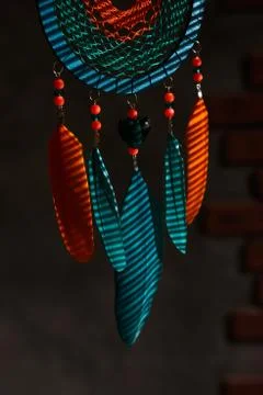 Dreamcatcher on dark background Stock Photos