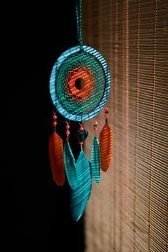 Dreamcatcher on dark background Stock Photos