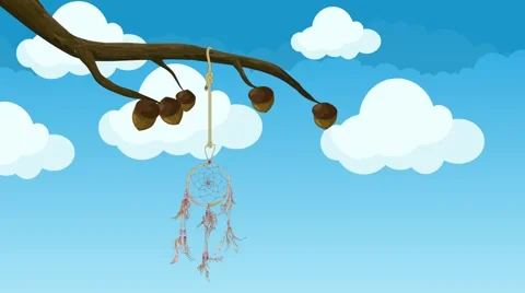 Dreamcatcher Dream catcher Hanging From a Tree Branch Moving in the Wind Stock Footage 63441529