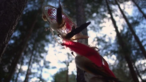 Dreamcatcher in the forest Stock Footage
