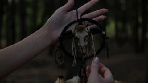 Dreamcatcher in the hands (2) Video stock 156559763
