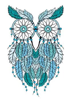 Dreamcatcher owl Stock Illustration