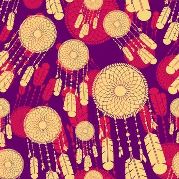 Dreamcatcher pattern seamless. Dream catcher background. vector texture Illustrazione stock