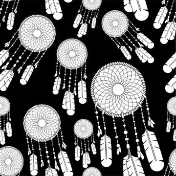 Dreamcatcher pattern seamless. Dream catcher background. vector texture 스톡 일러스트