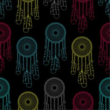 Dreamcatcher pattern seamless. Dream catcher background. vector texture 스톡 일러스트