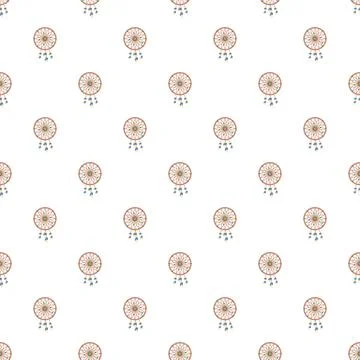Dreamcatcher patterns creating a seamless boho background Illustrazione stock