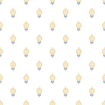Dreamcatcher patterns creating a seamless ethnic boho background Stock Illustration
