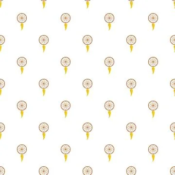 Dreamcatcher patterns on white background creating repeating ethnic design Stock Illustration