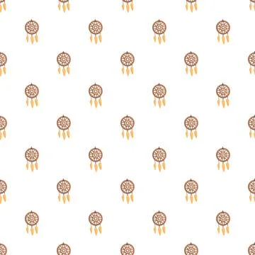 Dreamcatcher seamless pattern representing bohemian ethnic style Stock Illustration