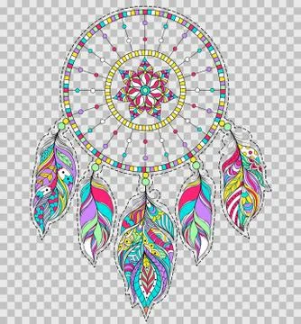 Dreamcatcher on transparent background. Stock Illustration