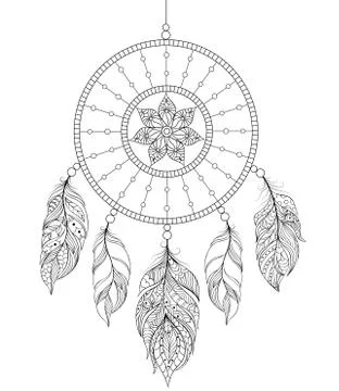 Dreamcatcher on white background Stock Illustration