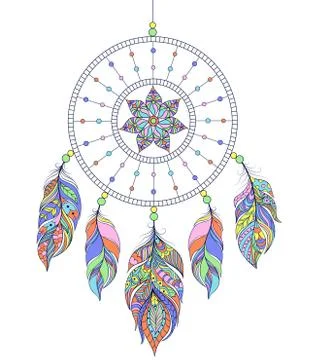 Dreamcatcher on white background Stock Illustration