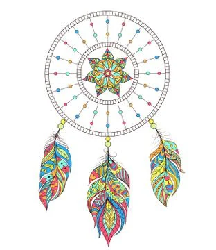 Dreamcatcher on white background Stock Illustration