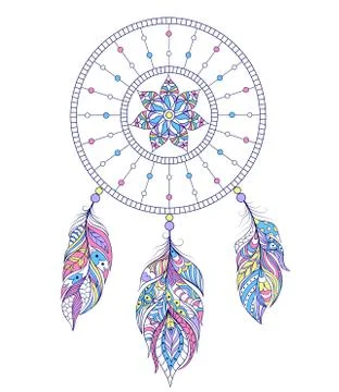 Dreamcatcher on white background Stock Illustration