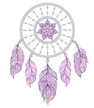 Dreamcatcher on white background Stock Illustration