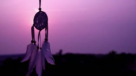 Dreamcatcher with white feather thread and beaded string. Handmade Dreamcatcher. Stock Footage 171763543