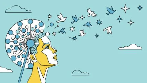 Dreamer with Dandelion Mind Stock-Illustration