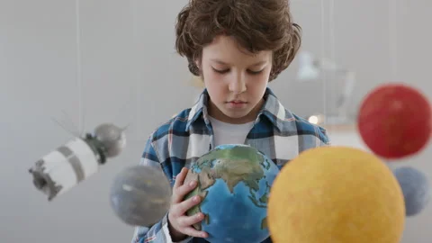 Dreamer Discovery or Global Ecosystem Problem of New Generation or Sad Pupil Clo Stock Footage 199477761