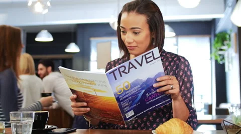 Dreaming about holiday in cafe Stock Footage 58126299