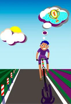 Dreaming cyclist in training Stock Illustration