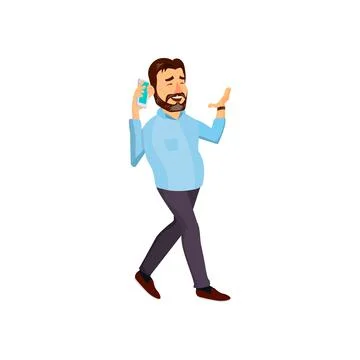 Dreaming man talk plan on weekend to friend on phone cartoon vector Stock Illustration