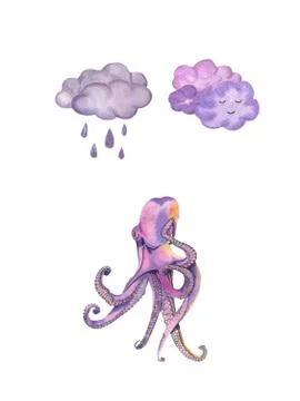 Dreaming octopus Stock Illustration