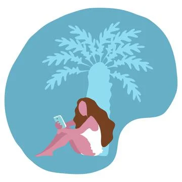 Dreaming with smart phone Stock Illustration