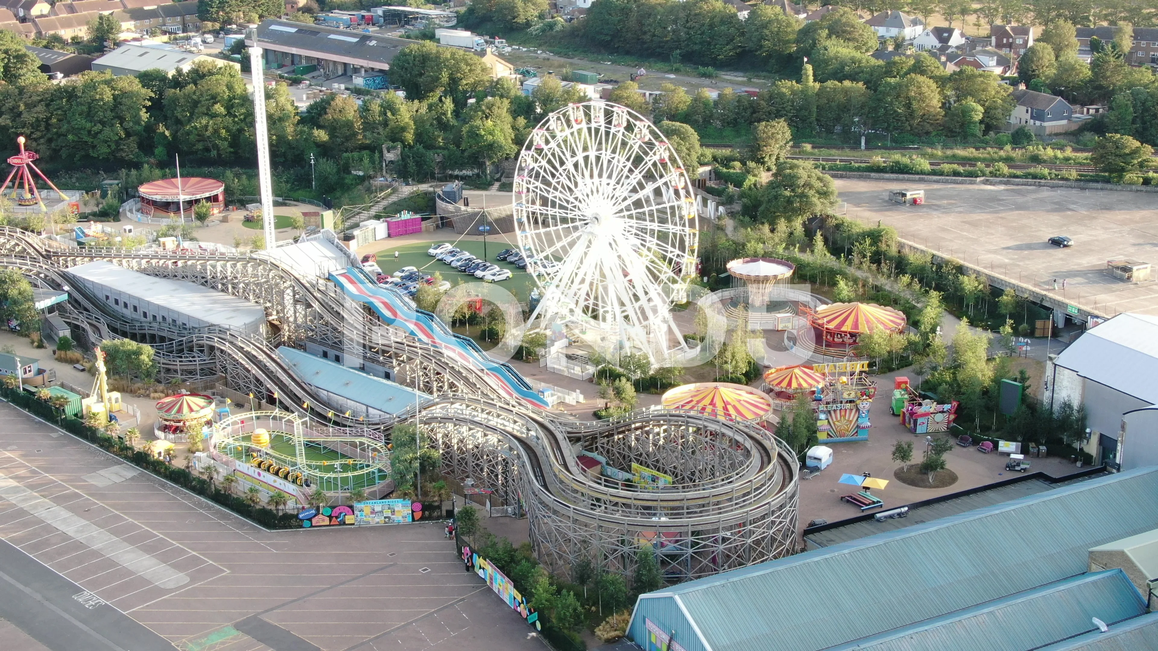 Dreamland closed due to covid 19 Margate Kent 4K Aerial footage summer 2020