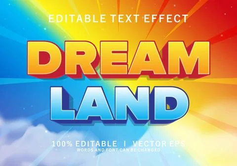 Dreamland vector text effect with modern style design Stock Illustration