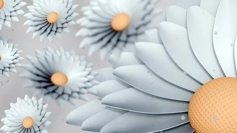 A dreamlike 3D render of a cluster of stylized flowers. Stock Illustration
