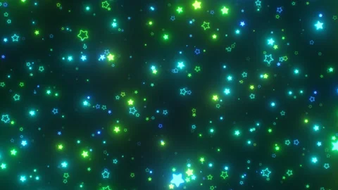 Dreamlike Cosmic Emerald Green Blue Stars Glowing Neon Light In Space 스톡 동영상 343327133