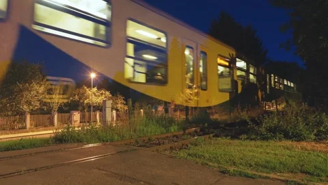 A dreamlike scene combining the motion blur of a vehicle with a still Stock Footage 287543884