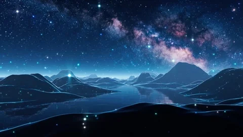 Dreamlike Star River Landscape with Scenic Background Looping Stockbeeldmateriaal 340558189