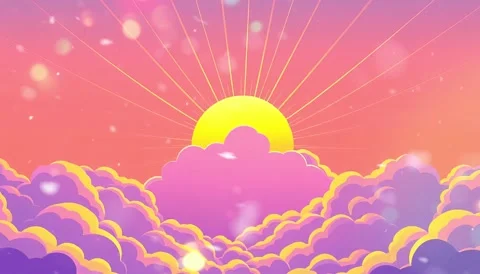 **Dreams on Snow Way: Glowing clouds make way for the suns' warm light to shine Stock Footage 307005137