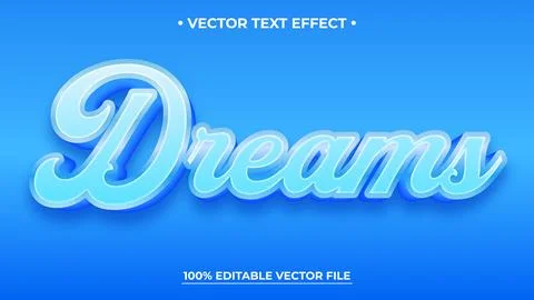 Dreams text effect with editable vector file on a blue gradient background Stock Illustration