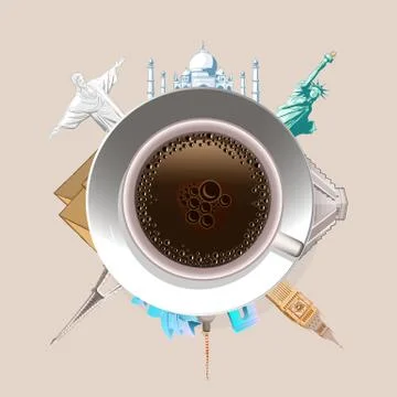 Dreams of world famous monuments Stock Illustration