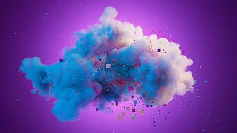 Dreamscape: Abstract Cloud of Colors Against a Purple Canvas Stock Illustration