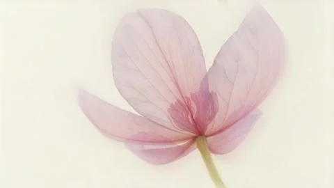 Dreamy 4K macro timelapse of pale pink flower blooming and gently swaying on Stock Footage 335922210