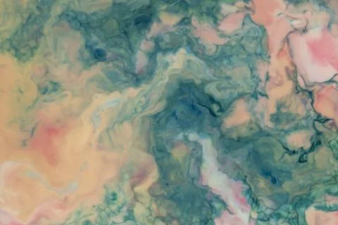 Dreamy abstract pastel marble texture featuring fluid ink swirls, soft waterc Stock Illustration